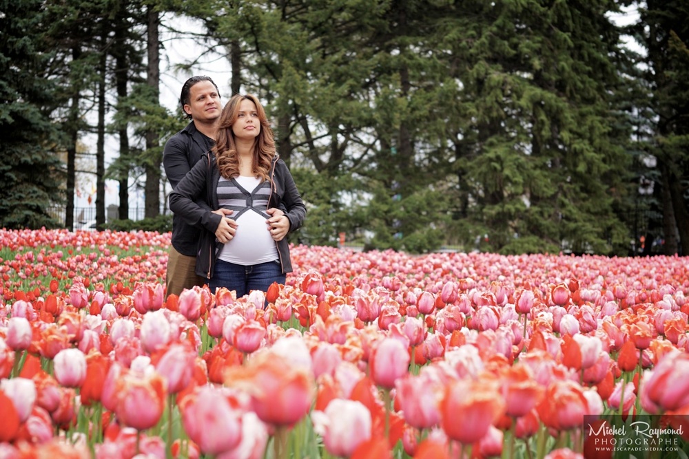 couple-maternité-tulipe-jardin-botanique