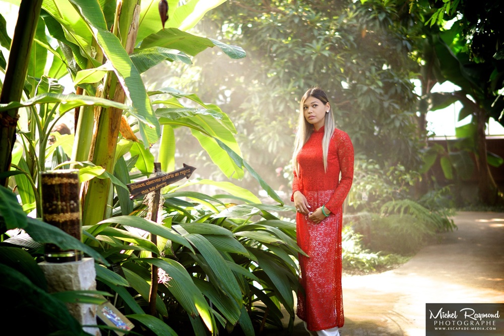 belle-vietnamienne-en-ao-dai-rouge-serre-de-Montréal