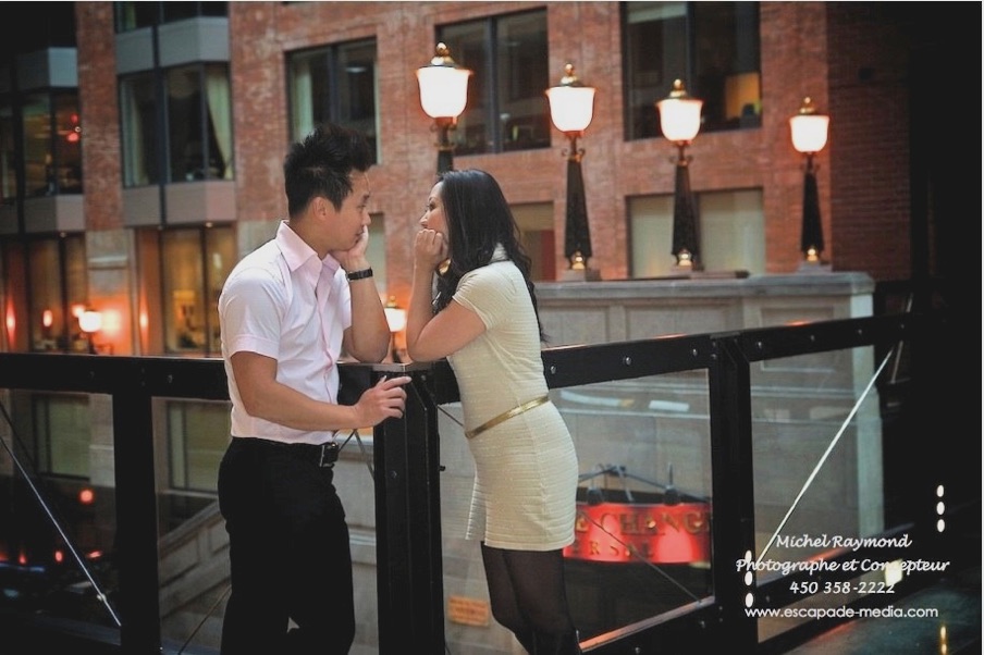 couple avant lemariage au centre du commerce Mondial de Montréal