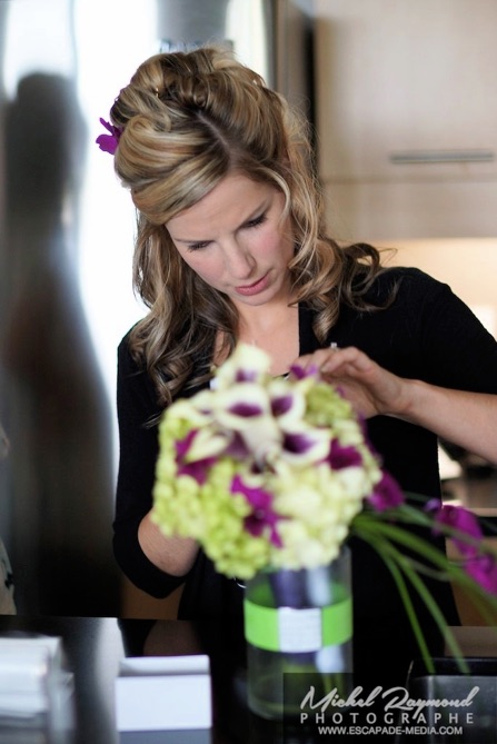 pr&eacute;paration du bouquet de la mari&eacute;e